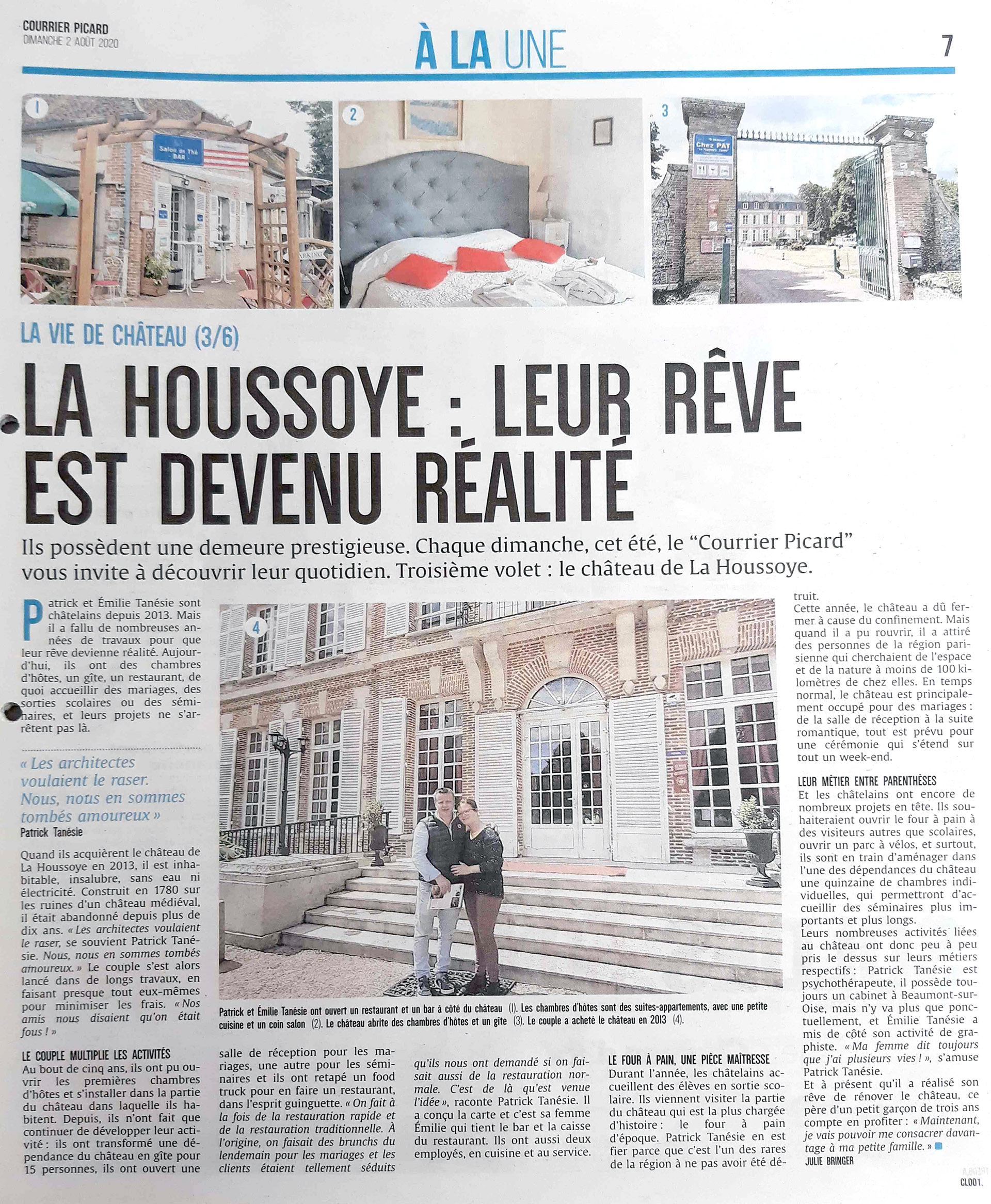 Article de presse du Courrier Picard - Domaine de La Houssoye